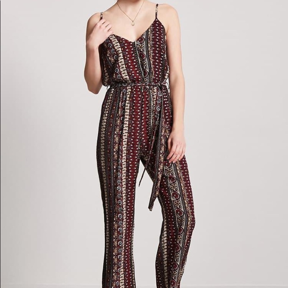Forever 21 ornate pattern jumpsuit size small